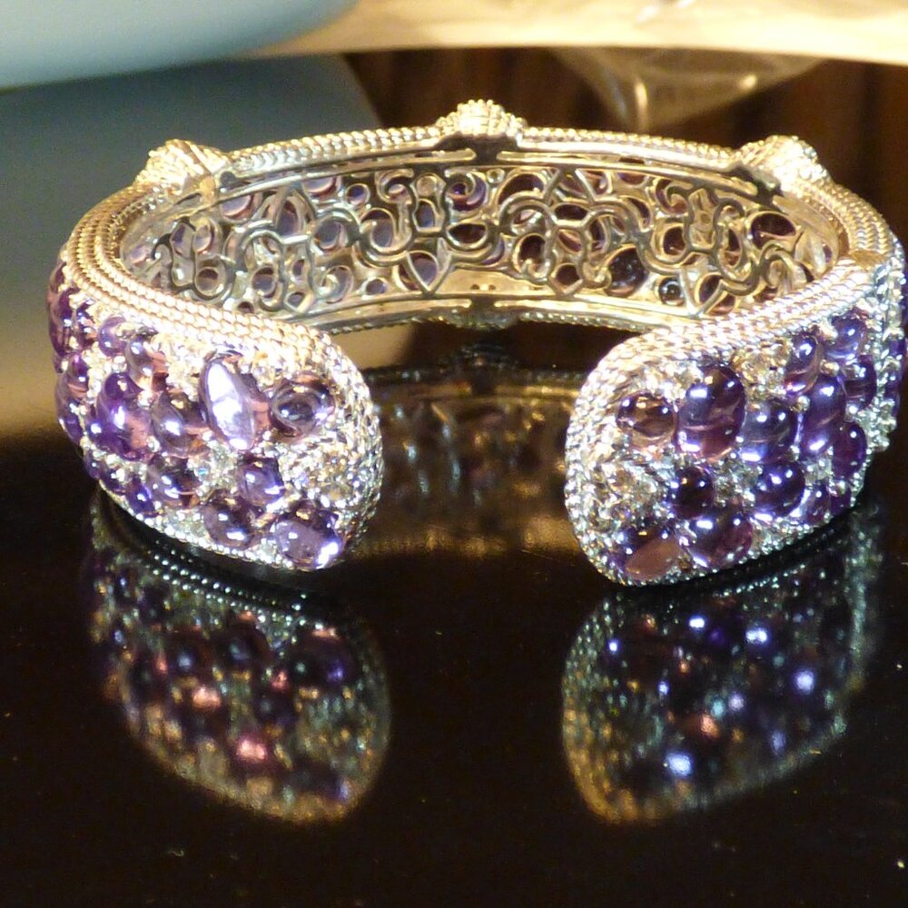 Judith Ripka Aurora Purple Amethyst Cuff Bracelet SMALL NIB - Picture 3 of 8